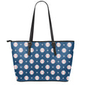 Baseballs Star Pattern Print Leather Tote Bag With Zipper
