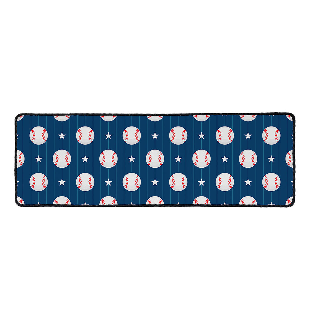 Baseballs Star Pattern Print Long Kitchen Mat