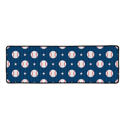 Baseballs Star Pattern Print Long Kitchen Mat
