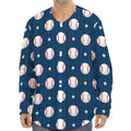 Baseballs Star Pattern Print Long Sleeve Baseball Jersey