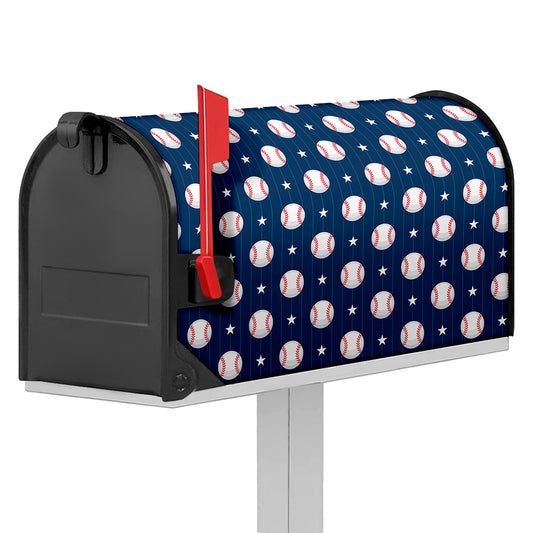 Baseballs Star Pattern Print Mailbox Cover