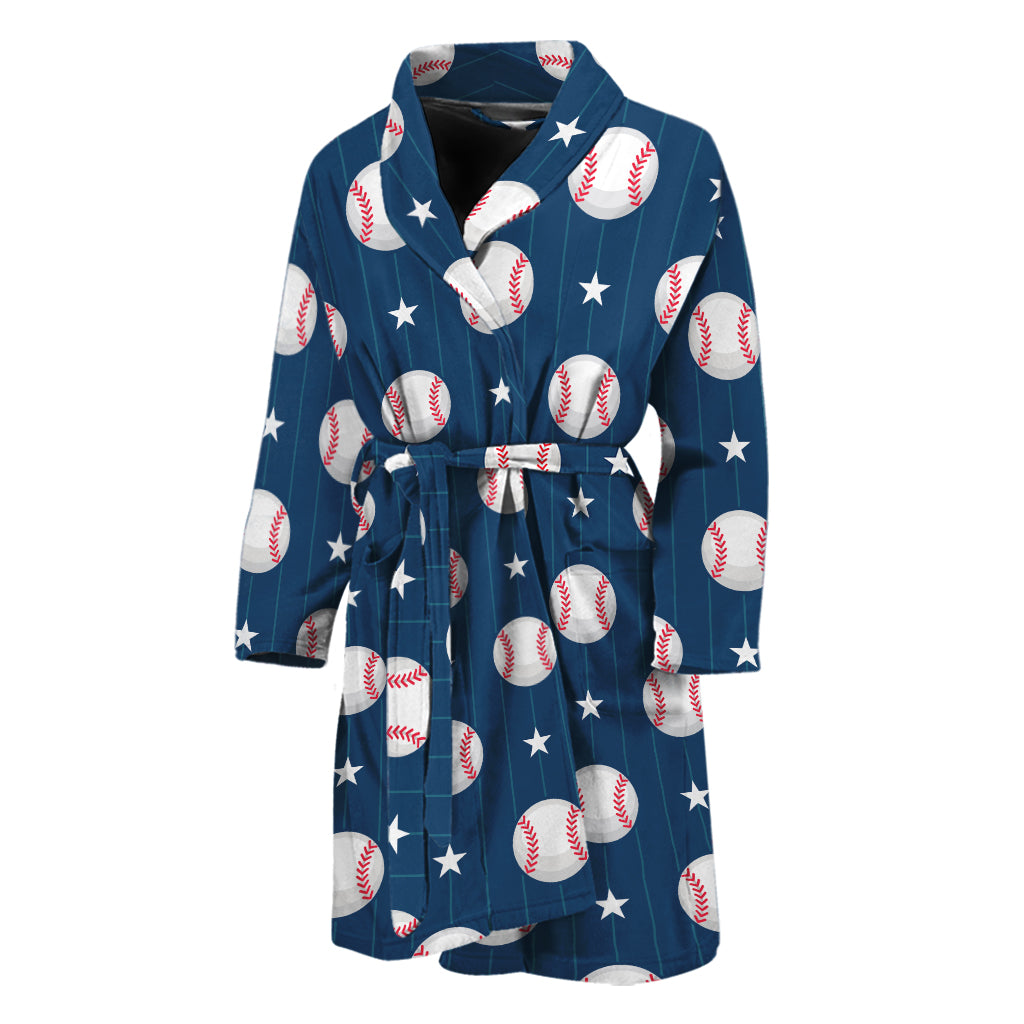 Baseballs Star Pattern Print Men's Bathrobe