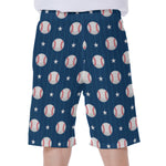 Baseballs Star Pattern Print Men's Beach Shorts