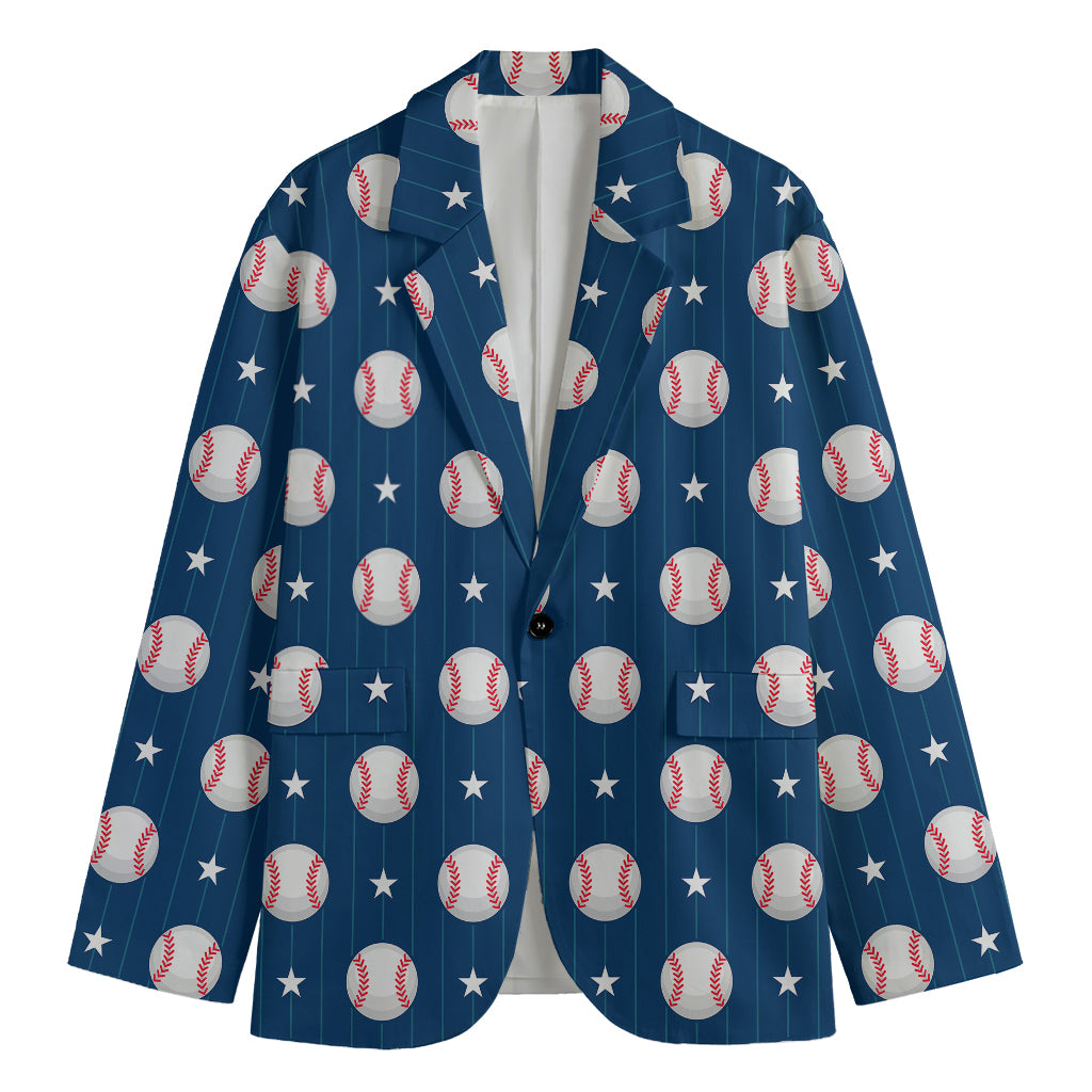 Baseballs Star Pattern Print Men's Blazer