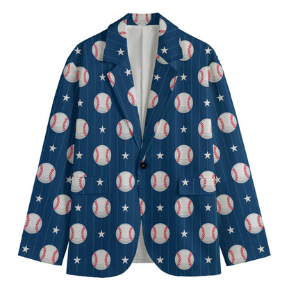 Baseballs Star Pattern Print Men's Blazer