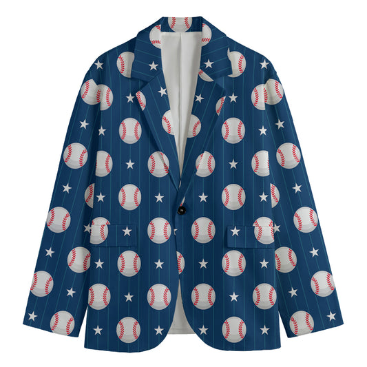 Baseballs Star Pattern Print Men's Blazer