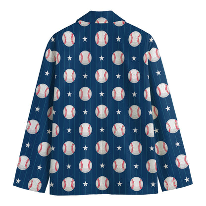 Baseballs Star Pattern Print Men's Blazer
