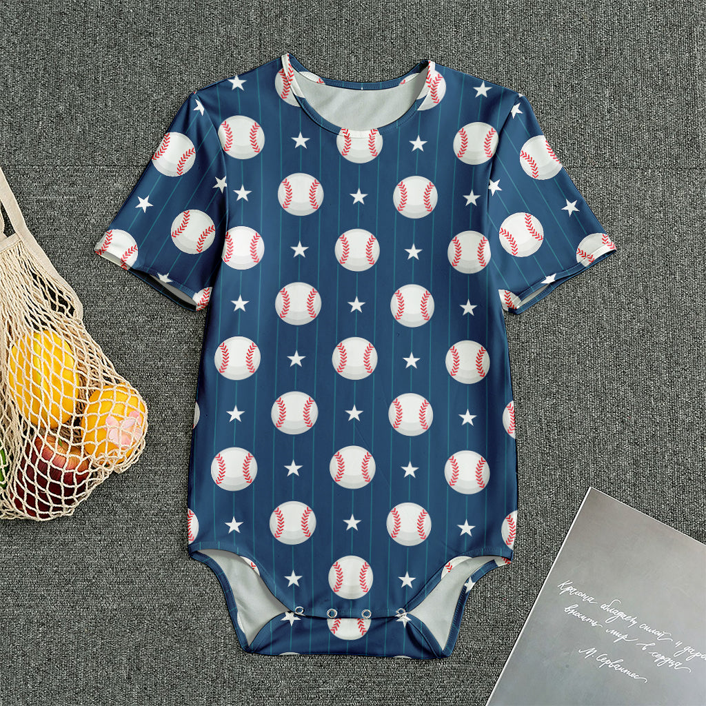 Baseballs Star Pattern Print Men's Bodysuit