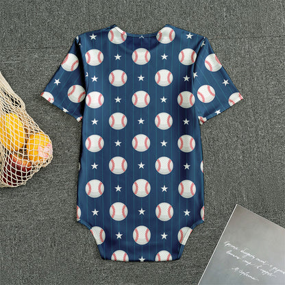 Baseballs Star Pattern Print Men's Bodysuit