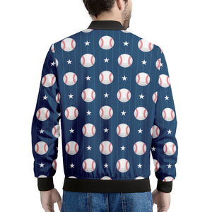 Baseballs Star Pattern Print Men's Bomber Jacket
