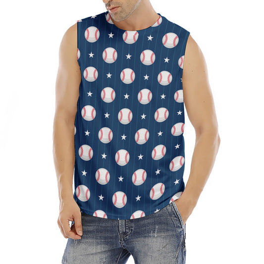 Baseballs Star Pattern Print Men's Fitness Tank Top