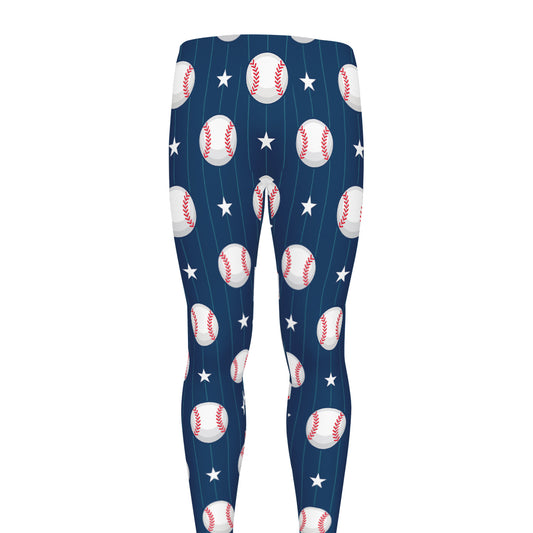 Baseballs Star Pattern Print Men's leggings
