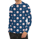 Baseballs Star Pattern Print Men's Long Sleeve Rash Guard