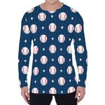 Baseballs Star Pattern Print Men's Long Sleeve T-Shirt
