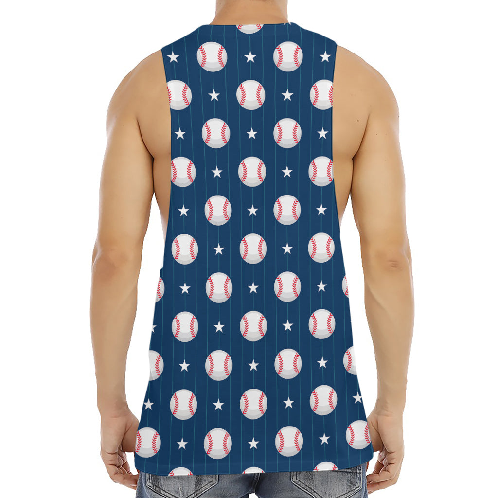 Baseballs Star Pattern Print Men's Muscle Tank Top