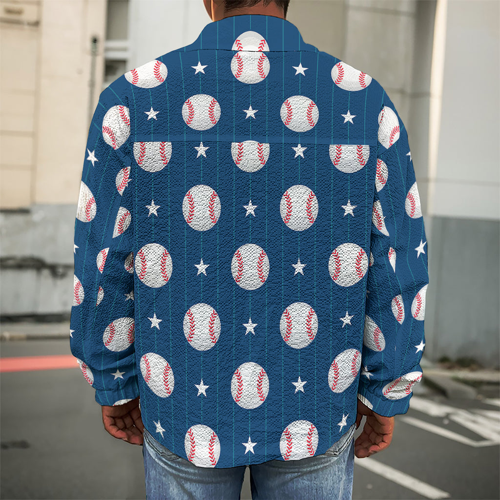 Baseballs Star Pattern Print Men's Shirt Jacket