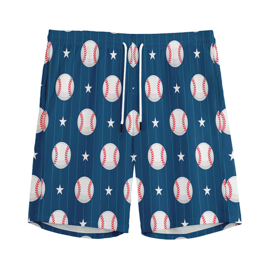 Baseballs Star Pattern Print Men's Sports Shorts