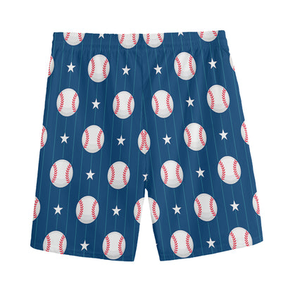 Baseballs Star Pattern Print Men's Sports Shorts