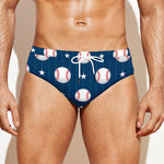 Baseballs Star Pattern Print Men's Swim Briefs
