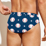 Baseballs Star Pattern Print Men's Swim Briefs