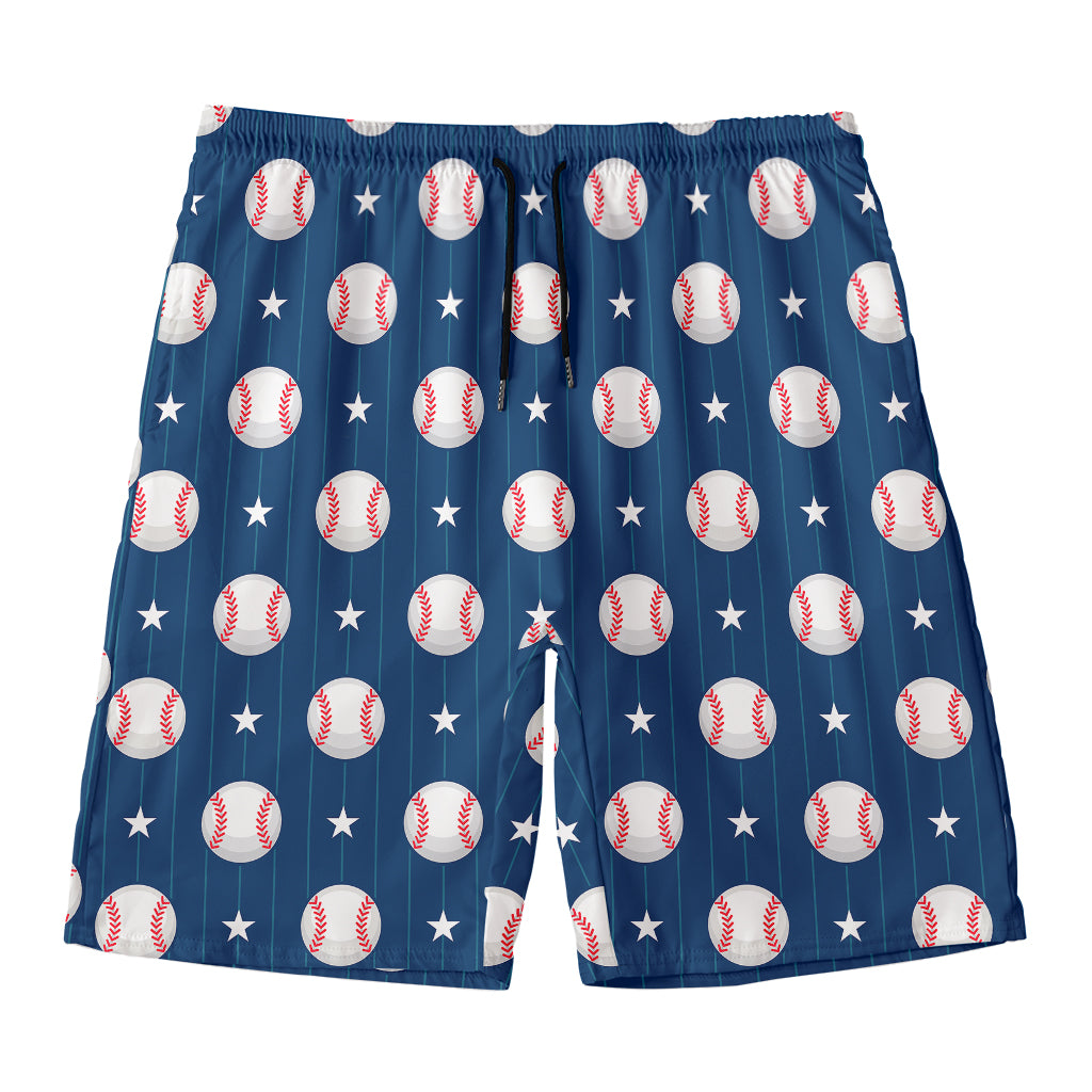 Baseballs Star Pattern Print Men's Swim Trunks