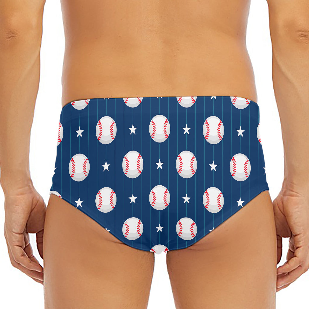 Baseballs Star Pattern Print Men's Triangle Swim Briefs