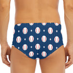 Baseballs Star Pattern Print Men's Triangle Swim Briefs