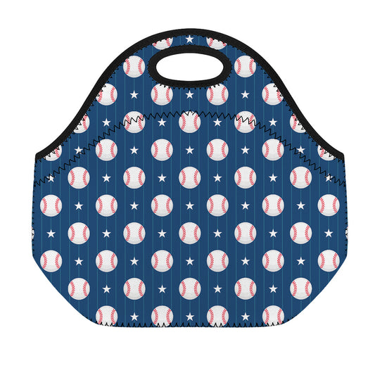 Baseballs Star Pattern Print Neoprene Lunch Bag