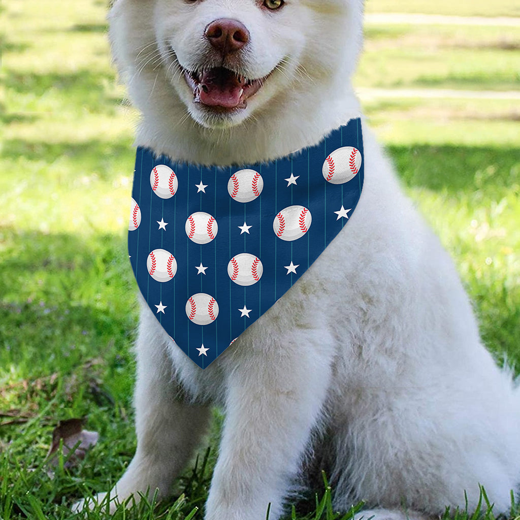 Baseballs Star Pattern Print Over The Collar Dog Bandana
