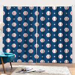 Baseballs Star Pattern Print Pencil Pleat Curtains