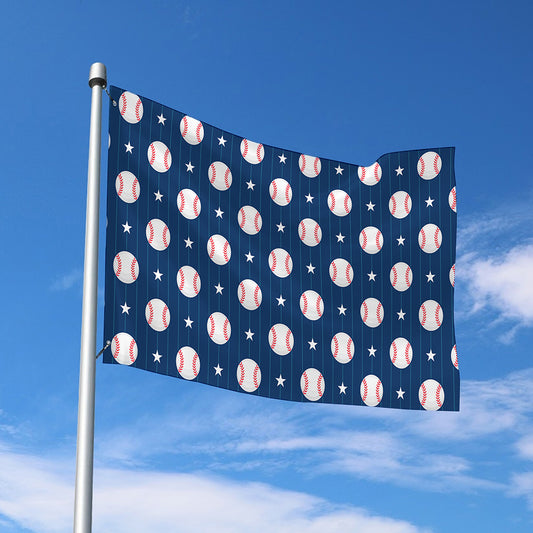 Baseballs Star Pattern Print Polyester Flag