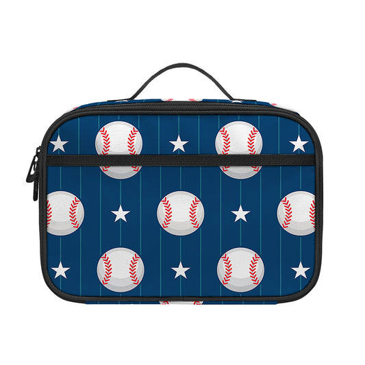 Baseballs Star Pattern Print Portable Lunch Bag