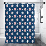 Baseballs Star Pattern Print Premium Shower Curtain