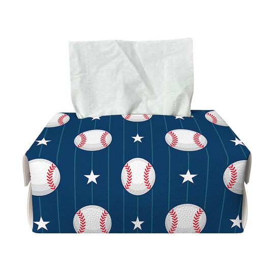 Baseballs Star Pattern Print Rectangle Tissue Box Cover