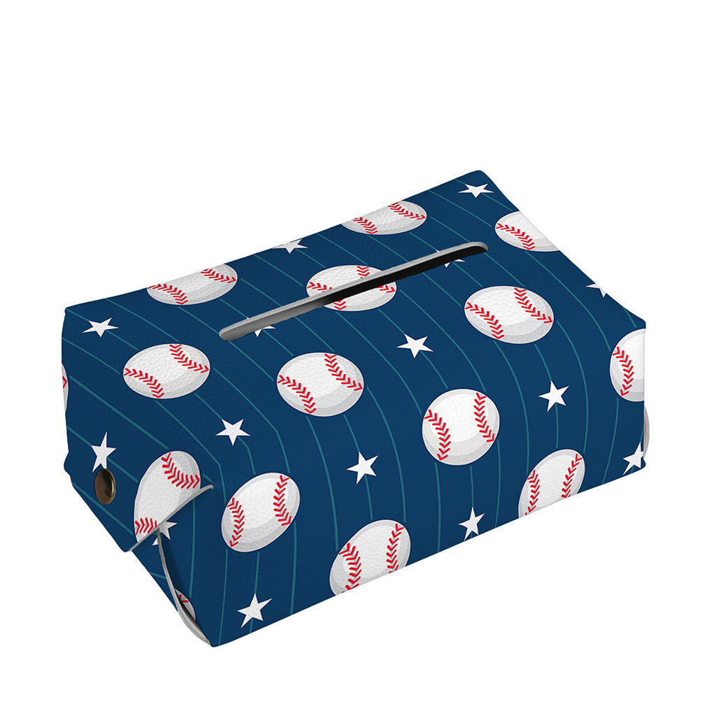Baseballs Star Pattern Print Rectangle Tissue Box Cover