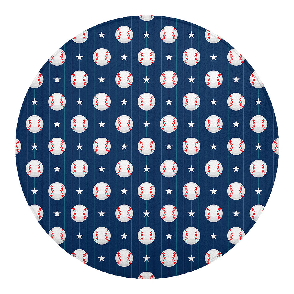 Baseballs Star Pattern Print Round Blanket