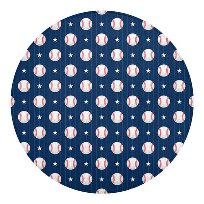 Baseballs Star Pattern Print Round Blanket