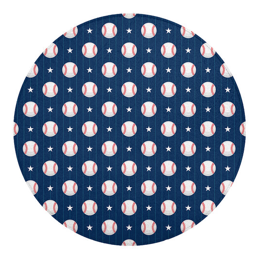 Baseballs Star Pattern Print Round Blanket