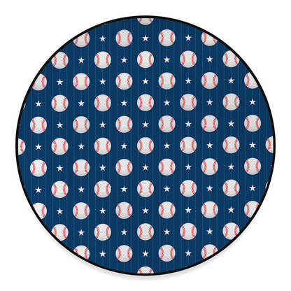 Baseballs Star Pattern Print Round Floor Mat