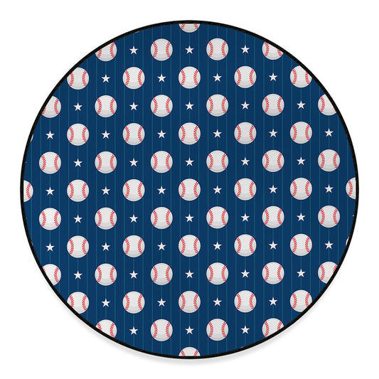 Baseballs Star Pattern Print Round Floor Mat