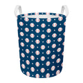 Baseballs Star Pattern Print Round Laundry Basket