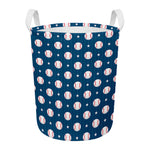 Baseballs Star Pattern Print Round Laundry Basket