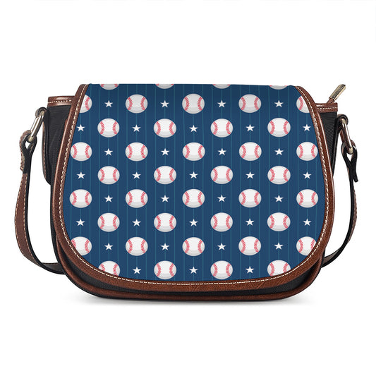 Baseballs Star Pattern Print Saddle Bag