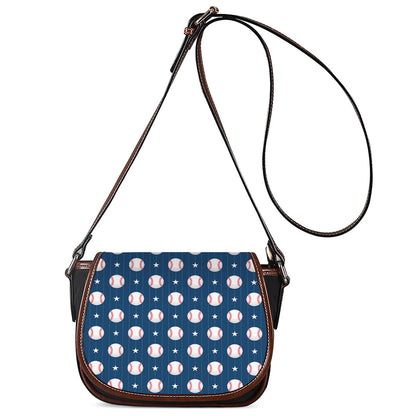 Baseballs Star Pattern Print Saddle Bag