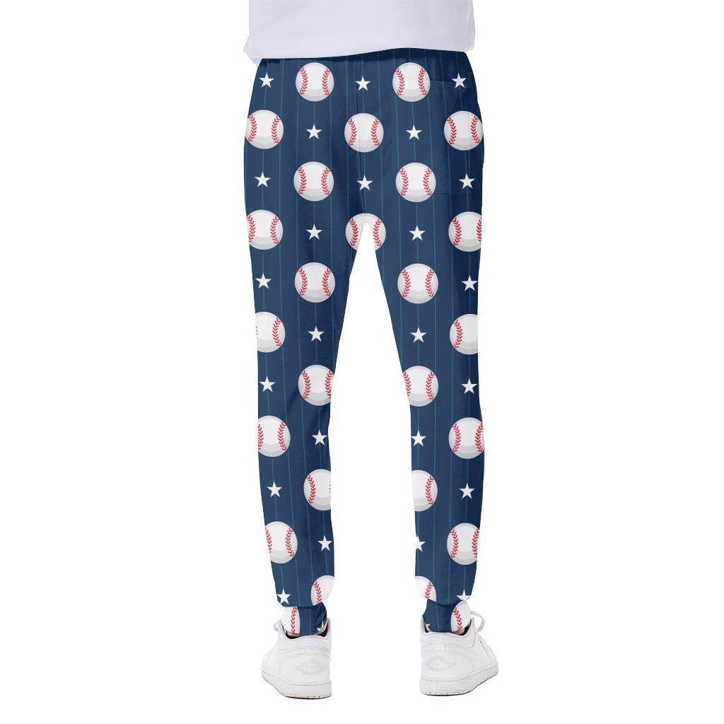 Baseballs Star Pattern Print Scuba Joggers