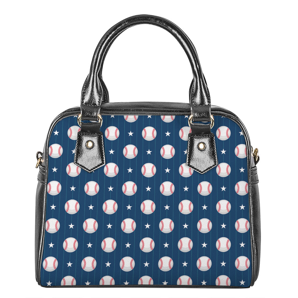 Baseballs Star Pattern Print Shoulder Handbag