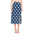 Baseballs Star Pattern Print Side Slit Midi Skirt