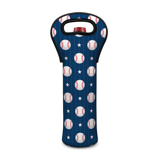 Baseballs Star Pattern Print Single Neoprene Wine Tote