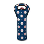 Baseballs Star Pattern Print Single Neoprene Wine Tote