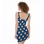 Baseballs Star Pattern Print Sleeveless Bodycon Dress